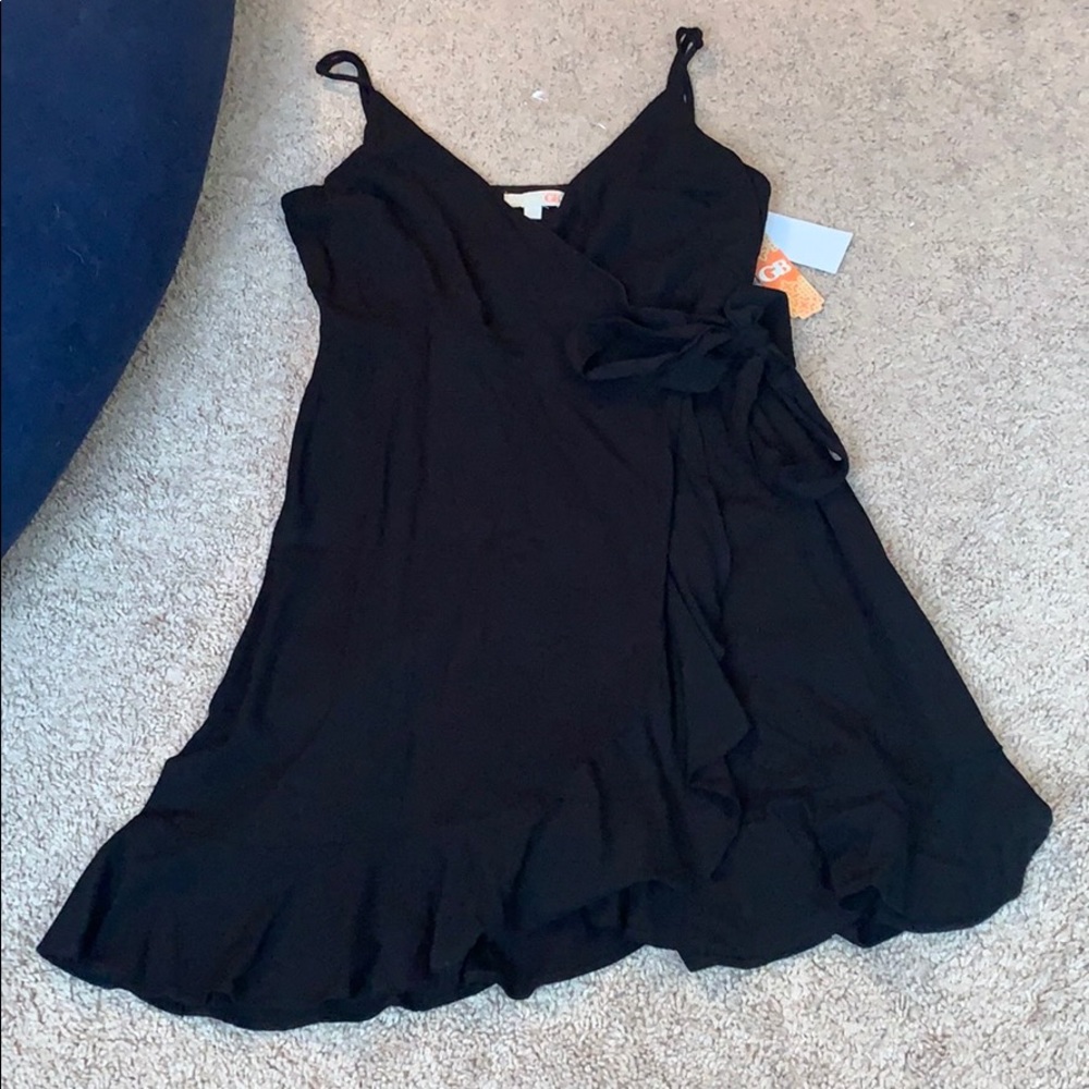 Black front tie dress